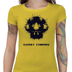 T-shirt Geekette - Gamer's syndrom - Couleur Jaune - Taille S