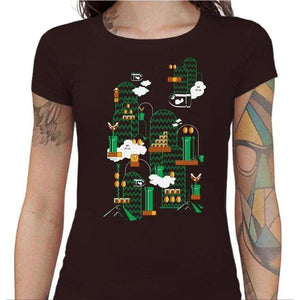T-shirt Geekette - Great world - Couleur Chocolat - Taille S