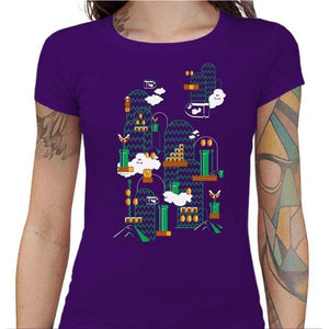 T-shirt Geekette - Great world - Couleur Violet - Taille S