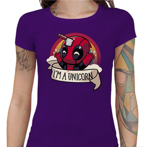 T-shirt Geekette - I am unicorn - Couleur Violet - Taille S