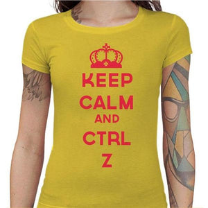 T-shirt Geekette - Keep calm and CTRL Z - Couleur Jaune - Taille S