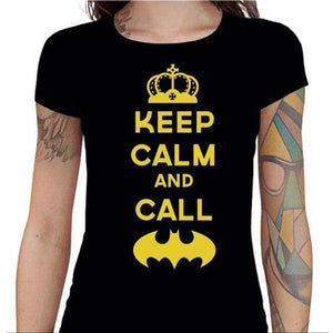 T-shirt Geekette - Keep calm and call Batman - Couleur Noir - Taille S