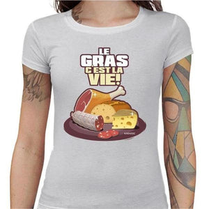 T-shirt Geekette - Le gras c'est la vie Kaamelott - Couleur Blanc - Taille S