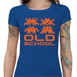 T-shirt Geekette - Old School - Couleur Bleu Royal - Taille S
