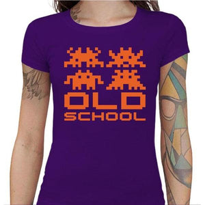 T-shirt Geekette - Old School - Couleur Violet - Taille S