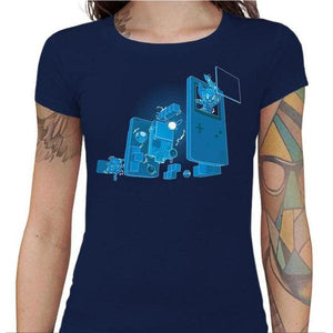 T-shirt Geekette - Old School Gamer - Couleur Bleu Nuit - Taille S