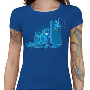 T-shirt Geekette - Old School Gamer - Couleur Bleu Royal - Taille S