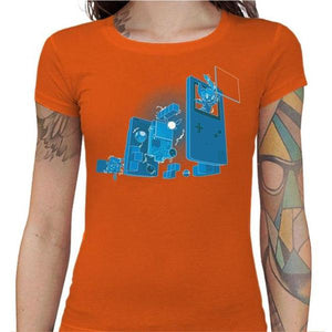T-shirt Geekette - Old School Gamer - Couleur Orange - Taille S