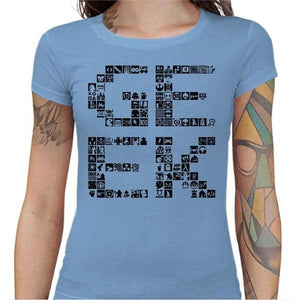 T-shirt Geekette - Pixel - Couleur Ciel - Taille S