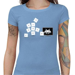 T-shirt Geekette - Pixel Training - Couleur Ciel - Taille S