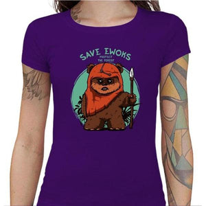 T-shirt Geekette - Save Ewoks - Couleur Violet - Taille S