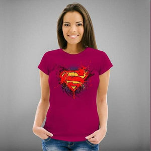 T-shirt Geekette - Superman - Couleur Fuchsia - Taille S
