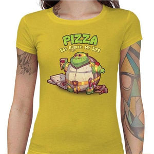 T-shirt Geekette - Turtle Pizza - Couleur Jaune - Taille S