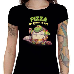T-shirt Geekette - Turtle Pizza - Couleur Noir - Taille S