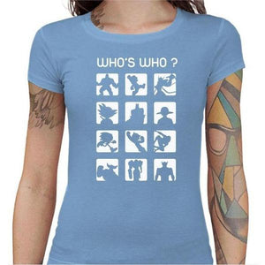 T-shirt Geekette - Who's Who ? - Couleur Ciel - Taille S