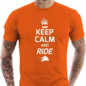 T shirt Motard homme - Keep Calm and Ride - Couleur Orange - Taille S