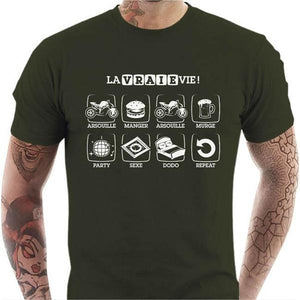 T shirt Motard homme - La Vraie Vie - Couleur Army - Taille S