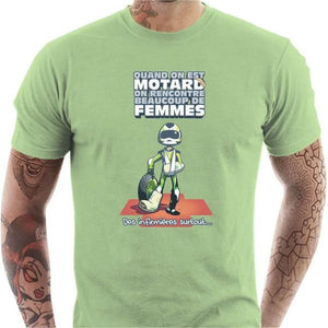 T shirt Motard homme - Le Motard et les Femmes - Couleur Tilleul - Taille S