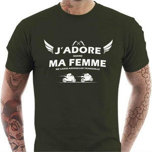 T shirt Motard homme - Ma femme - Couleur Army - Taille S