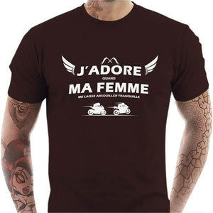 T shirt Motard homme - Ma femme - Couleur Chocolat - Taille S