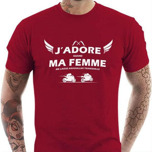 T shirt Motard homme - Ma femme - Couleur Rouge Tango - Taille S