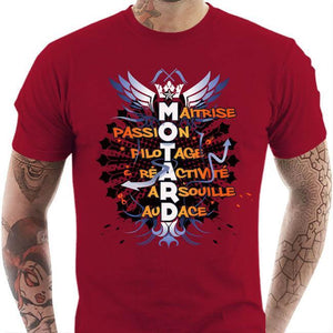 T shirt Motard homme - Motard - Couleur Rouge Tango - Taille S