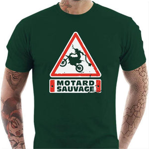 T shirt Motard homme - Motard Sauvage - Couleur Vert Bouteille - Taille S