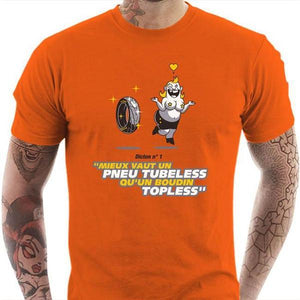 T shirt Motard homme - Pneu Tubeless - Couleur Orange - Taille S