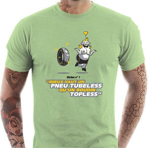 T shirt Motard homme - Pneu Tubeless - Couleur Tilleul - Taille S