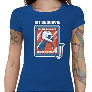 T shirt Motarde - Kit de survie du motard - Couleur Bleu Royal - Taille S