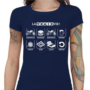 T shirt Motarde - La Vraie Vie - Couleur Bleu Nuit - Taille S