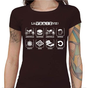 T shirt Motarde - La Vraie Vie - Couleur Chocolat - Taille S
