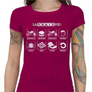 T shirt Motarde - La Vraie Vie - Couleur Fuchsia - Taille S