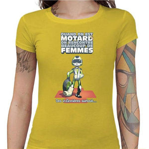 T shirt Motarde - Le Motard et les Femmes - Couleur Jaune - Taille S