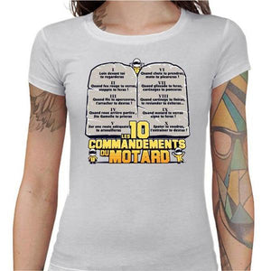 T shirt Motarde - Les 10 commandements - Couleur Blanc - Taille S