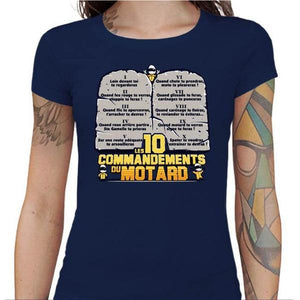 T shirt Motarde - Les 10 commandements - Couleur Bleu Nuit - Taille S