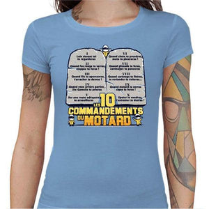 T shirt Motarde - Les 10 commandements - Couleur Ciel - Taille S