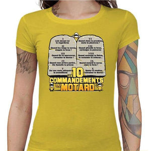 T shirt Motarde - Les 10 commandements - Couleur Jaune - Taille S
