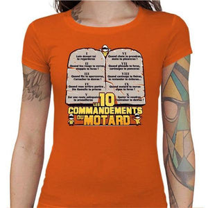 T shirt Motarde - Les 10 commandements - Couleur Orange - Taille S
