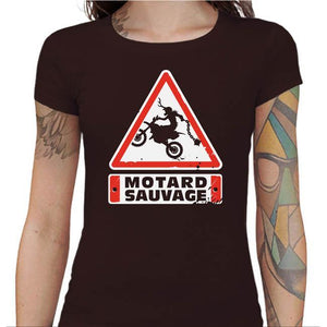 T shirt Motarde - Motard Sauvage - Couleur Chocolat - Taille S