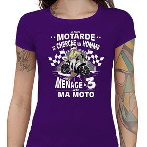 T shirt Motarde - Polygame pour Femme - Couleur Violet - Taille S