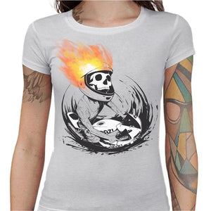 T shirt Motarde - Skull Fire - Couleur Blanc - Taille S