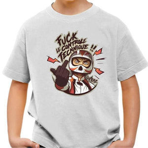 T shirt Moto Enfant - Fuck le Contrôle Technique - Couleur Blanc - Taille 4 ans