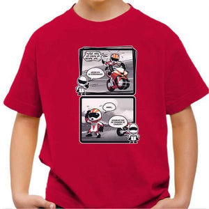 T shirt Moto Enfant - Guidonnage - Couleur Rouge Vif - Taille 4 ans
