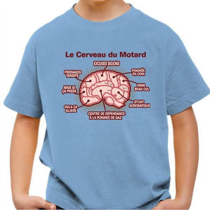 T shirt Moto Enfant - Le cerveau du motard - Couleur Ciel - Taille 4 ans