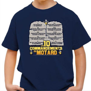 T shirt Moto Enfant - Les 10 commandements - Couleur Bleu Nuit - Taille 4 ans