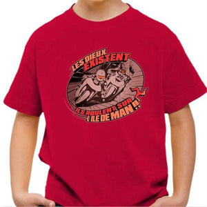 T shirt Moto Enfant - Les Dieux - Couleur Rouge Vif - Taille 4 ans