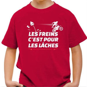 T shirt Moto Enfant - Les Freins - Couleur Rouge Vif - Taille 4 ans