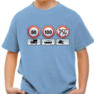 T shirt Moto Enfant - Limit 250 - Couleur Ciel - Taille 4 ans