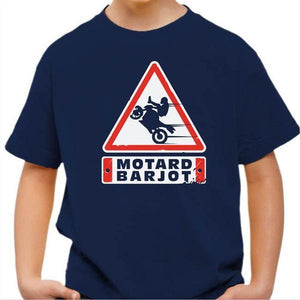 T shirt Moto Enfant - Motard Barjo - Couleur Bleu Nuit - Taille 4 ans